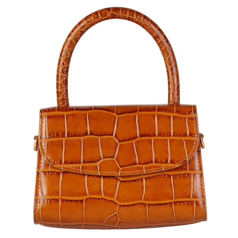 BY FAR Brown Mini Croc Bag One Size