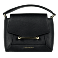STRATHBERRY Black / Gold Hardware 100% Pebbled Leather Mosaic Nano Top Handle Bag