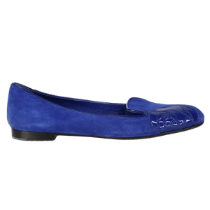 Christian Dior Blue Patent Leather And Suede Rose Flats UK 4 EU 37