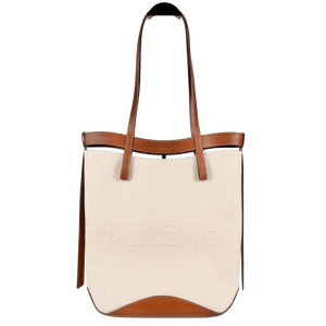 POLENE Ilo Tan Leather / Cream Logo Ilo Tote Bag
