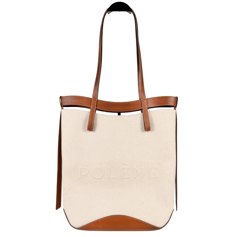 POLENE Ilo Tan Leather / Cream Logo Ilo Tote Bag