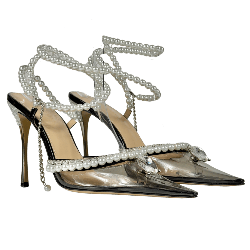 MACH & MACH Black Diamond Of Elizabeth Heels With Pearl Embellishments UK 5 EU 38