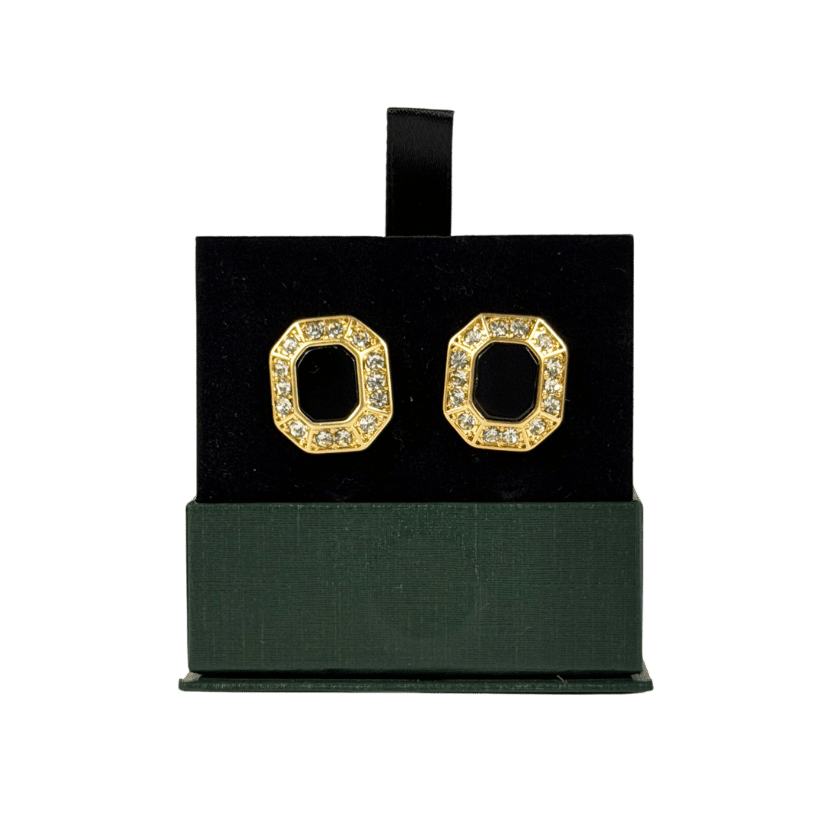 HOLLAND COOPER Luxury Clip On Earrings Onyx Black  / Yellow Gold