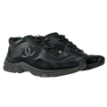 CHANEL Black Suede And Nylon CC Logo Low Top Trainers UK 5 EU 38 👠
