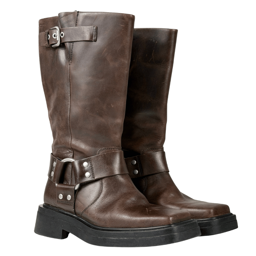 VAGABOND SHOEMAKERS Brown Buckle-strap Square-toe Boots UK 4 EU 37 👠