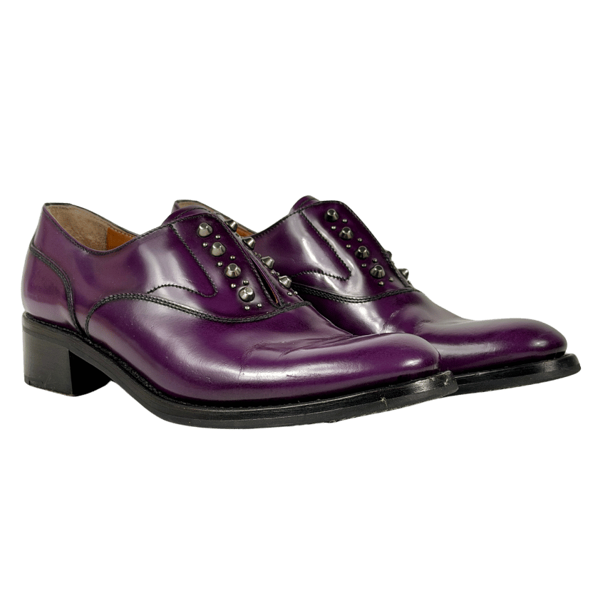 CHURCH'S Purple Smooth Leather Slip On Issie Studded Brogues UK 5 EU 38 👠