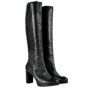 STUART WEITZMAN Black Leather High Block Heel Knee High Boots UK 7 EU 40