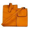 FENDI ROMA Orange Leather Mini Two Pocket Crossbody Bag