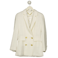 Holland Cooper White Oyster Linen Double Breasted Blazer UK 6