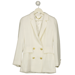 Holland Cooper White Oyster Linen Double Breasted Blazer UK 6
