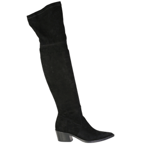 PREGO Black Overknee Pointed Leather/suede Boots UK 4.5 EU 37.5