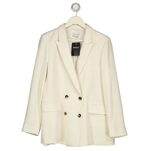 THE FOLD Cream Crepe Double Breasted Blazer UK 14