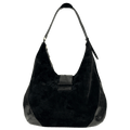 JIMMY CHOO Black Large Bar Hobo Suede Shoulder Bag