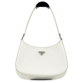 PRADA White Cleo Triangle Logo Small Leather Shoulder Bag