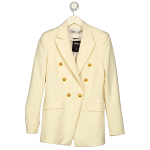 ZARA Cream Double Breasted Blazer Jacket UK XS