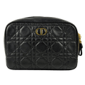 DIOR Black Cannage Leather Caro Zip Pouch