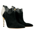 ALEXANDRE BIRMAN Black Suede And Python Pointed Toe Ankle Boots UK 5.5 EU 38.5 👠