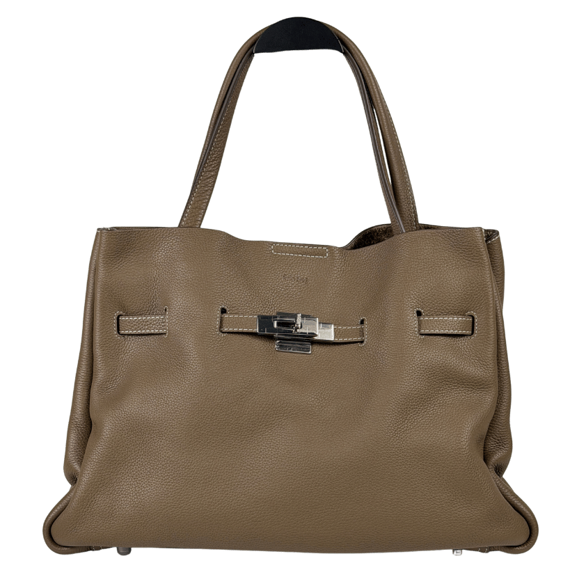 Rabeanco Brown Saoirse Pebbled Leather Soft Structural Shoulder Tote Bag