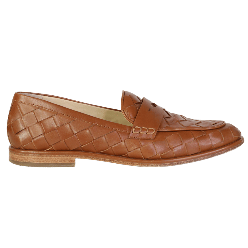 J.Mclaughlin Brown Concetta Woven Leather Loafers UK 8 EU 41 👠