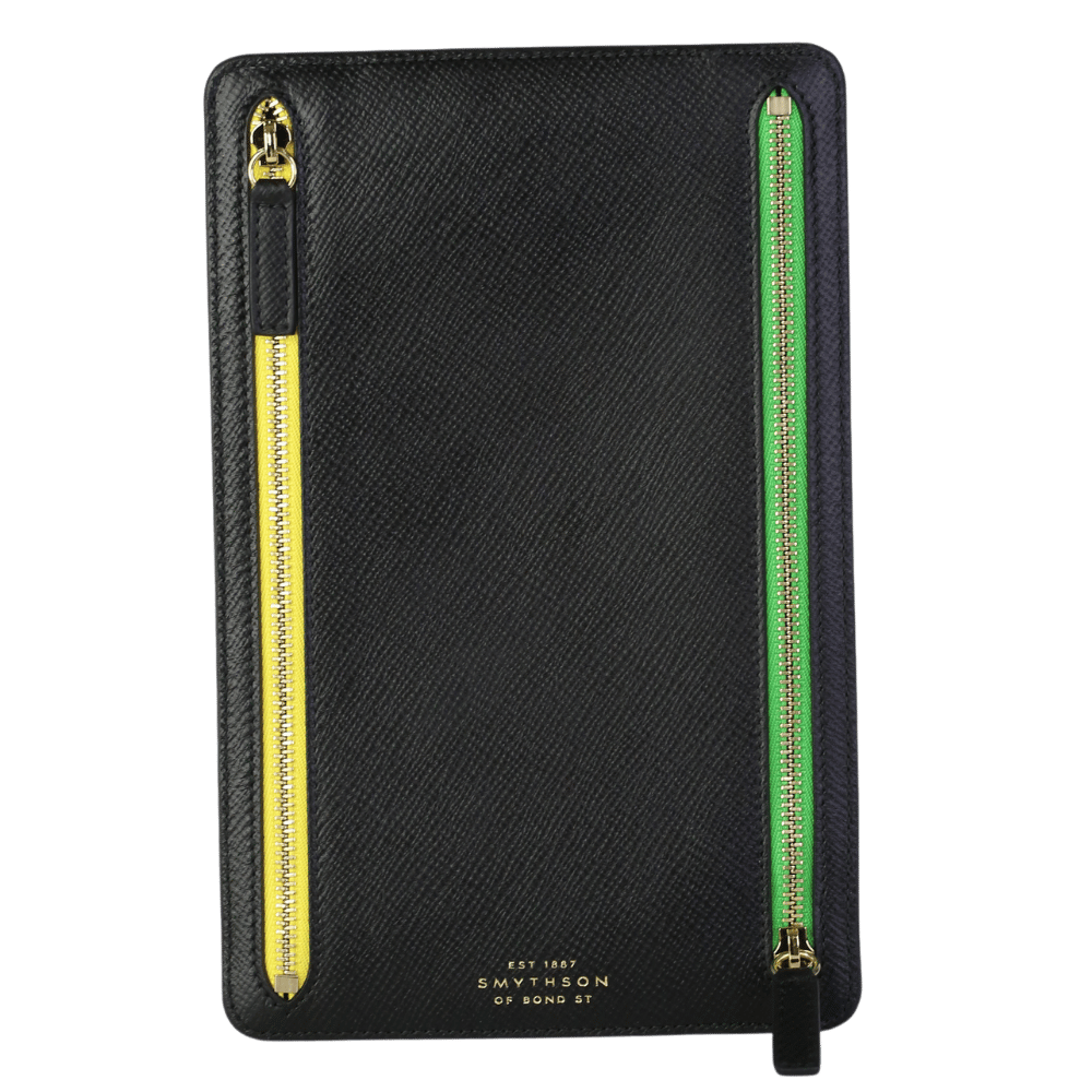 Smythson X Mr Porter Black Leather Multi-zip Travel Currency Case
