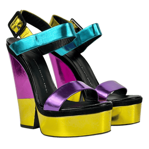 Giuseppe Zanotti Metallic Wedge Sandals UK 8 EU 41