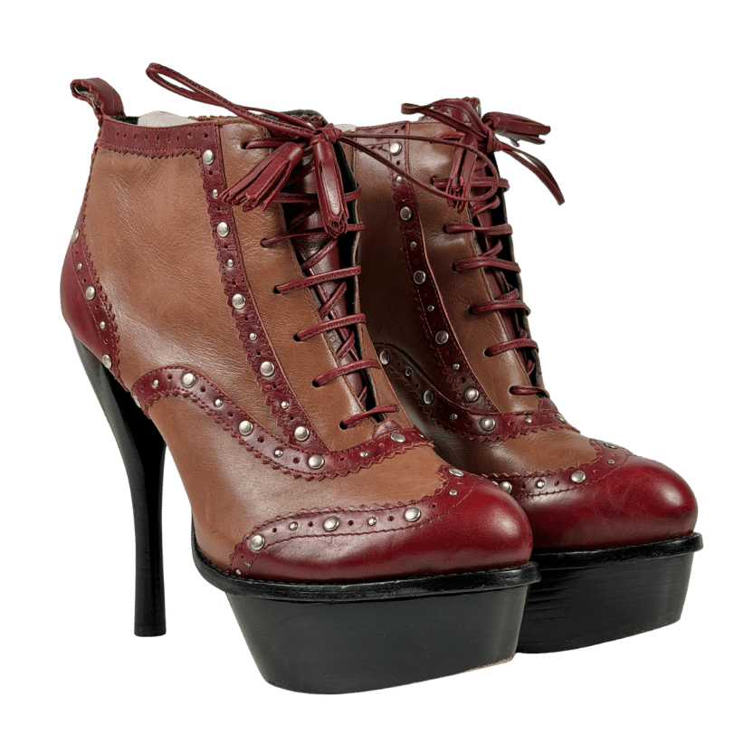 DKNY Brown Platform Brigue Ankle Booties UK 7.5 EU 40.5 👠