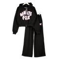 White Fox 2-piece Black Allie Boxy Zip Front Hoodie (UK XS/S)  & Wide Leg Sweatpants (UK M)