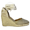 Castaner Beige Satin Wedge Heel Sandals UK 5 EU 38 👠