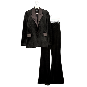 NADINE MERABI 2-piece Black Velvet Beatrice Blazer &  Trouser Set UK 8
