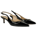 RUSSELL & BROMLEY Black Foxley Patent Slingback Heeled Shoes UK 4 EU 37 👠