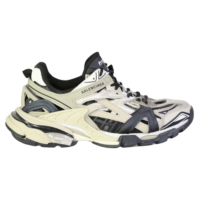 Balenciaga White Track Trainers In Beige/black UK 4 EU 37 👠