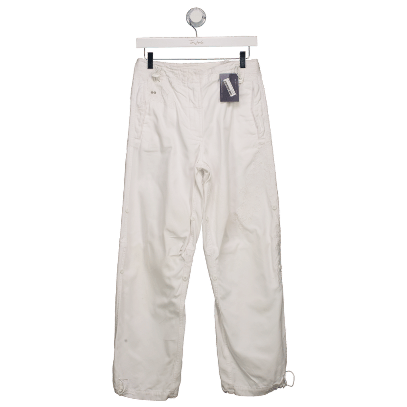 MAHARISHI Vintage White Embroidered Cargo Trousers UK S