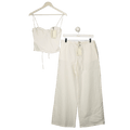 Mars the Label 2-Piece Cream The Marci Corset And Wide Leg Pants Set UK 8