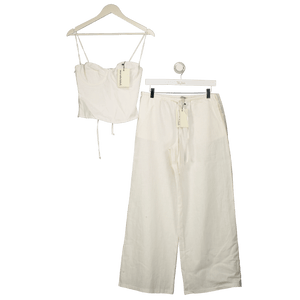 Mars the Label 2-Piece Cream The Marci Corset And Wide Leg Pants Set UK 8
