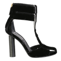 Tom Ford Black Pvc-trimmed Velvet T-bar Sandals In Black UK 4 EU 37 👠