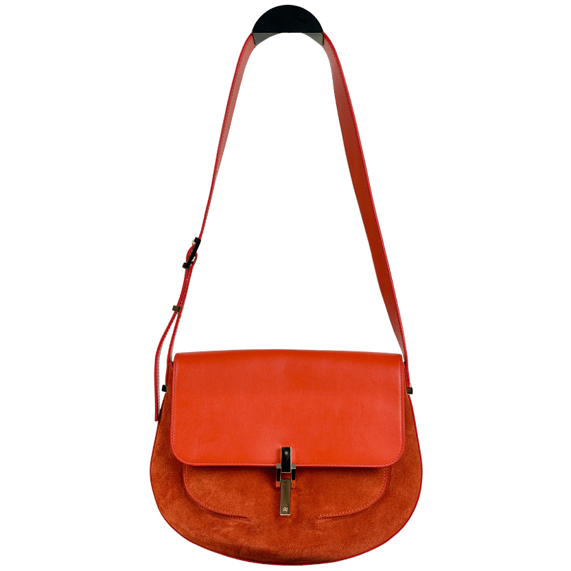 SIRIVANNAVARI Orange Suede & Leather Shoulder Bag