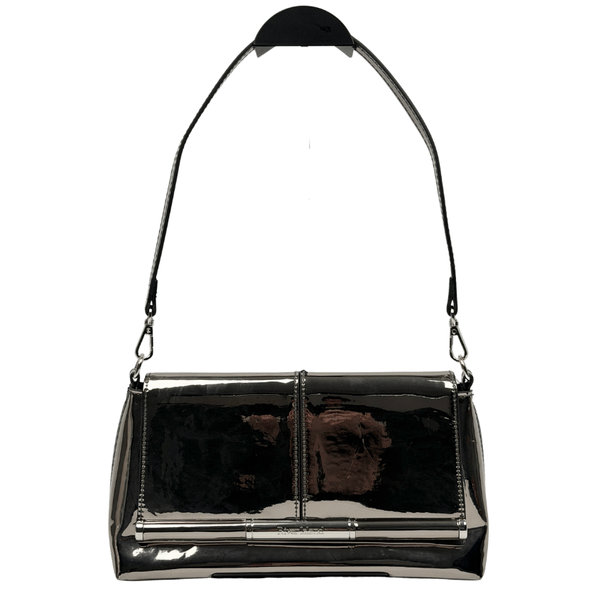 River Island Metallic Silver Bar Front Clutch Bag One Size