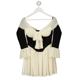 House of CB Alana Black & Cream Off Shoulder Dress - Fuller Cup UK M