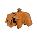 STRATHBERRY Brown Grained Leather Bag Charm