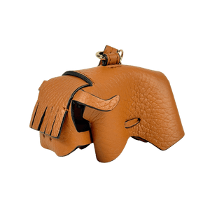 STRATHBERRY Brown Grained Leather Bag Charm