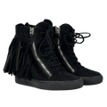 Guiseppe zanotti Black Suede Tassel Wedge Trainer UK 7 EU 40