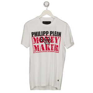 PHILIPP PLEIN White "Money Maker"  Logo T-shirt UK M