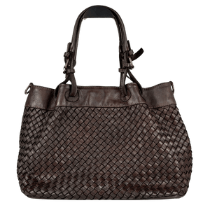 BORSE IN PELLE Brown Italian Leather Woven Handbag
