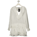 ZARA White Embroidered Ruffle Short Dress UK XS