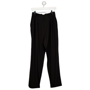 Lily Silk Black Tucked Tapered 100% Silk Pants UK 8
