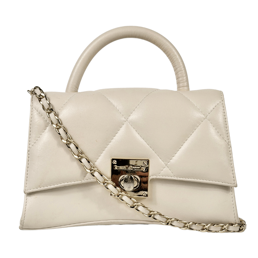 RUSSELL & BROMLEY Cream Quilted Top Handle Bag With Chain Strap