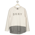 DKNY Cream Embellished Logo Scuba Sweatshirt UK M