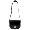 SEZANE Claude Bag  Glossy Black Leather Handbag