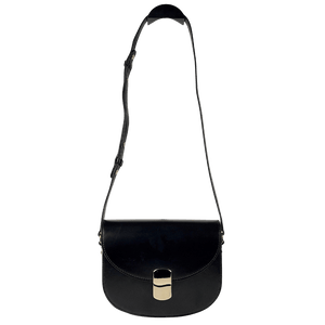 SEZANE Claude Bag  Glossy Black Leather Handbag