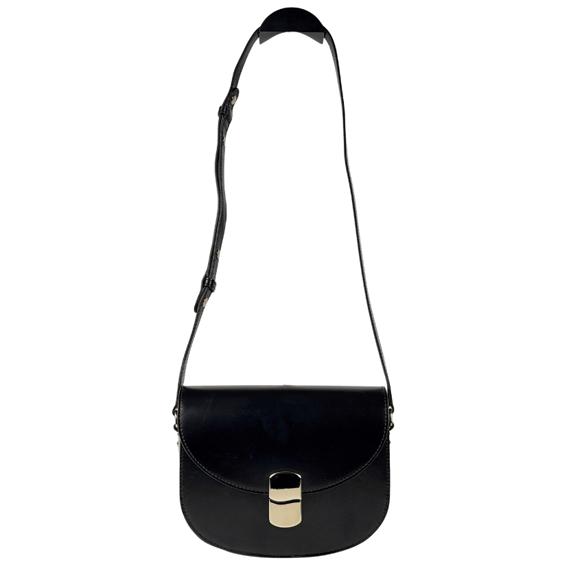 SEZANE Claude Bag  Glossy Black Leather Handbag